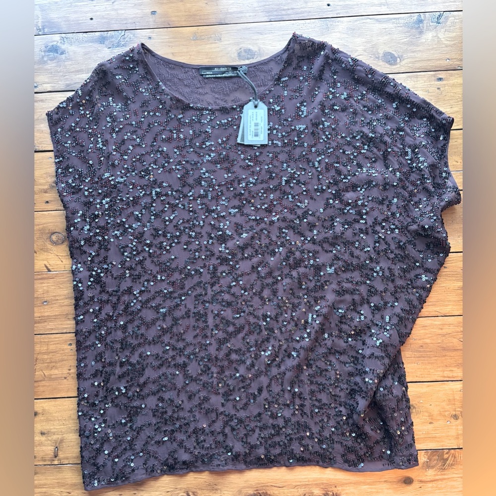 All Saints Sequin Asymetrical Top NWT - Picture 2 of 9